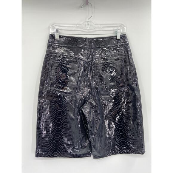 REMAIN by Birger Christensen Manua Leather Bermuda Shorts Size 6 Croc Embossed - Picture 4 of 7